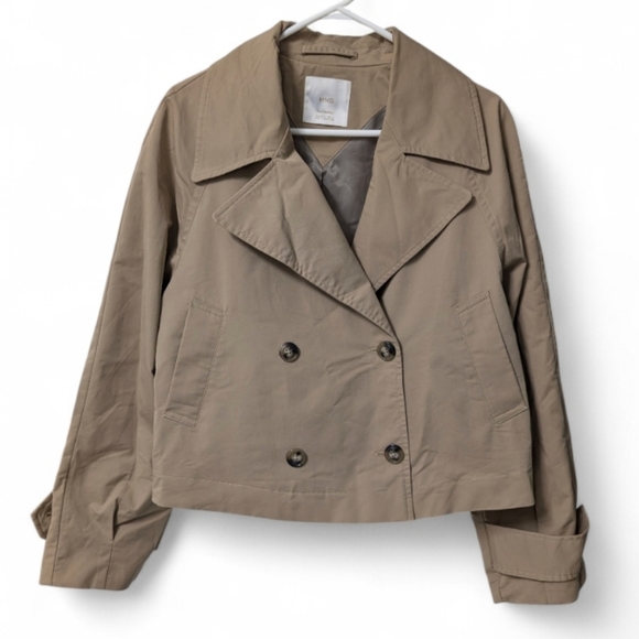 Like New! Mango Cropped trench coat with lapels - Picture 8 of 13